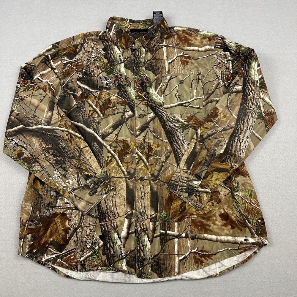 Realtree Shirt Men XL Green Camouflage Button Down Long Sleeve Hunting Outdoor